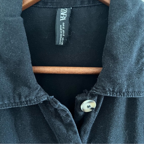 Black Utility Button Shirt Jacket - Picture 3 of 5